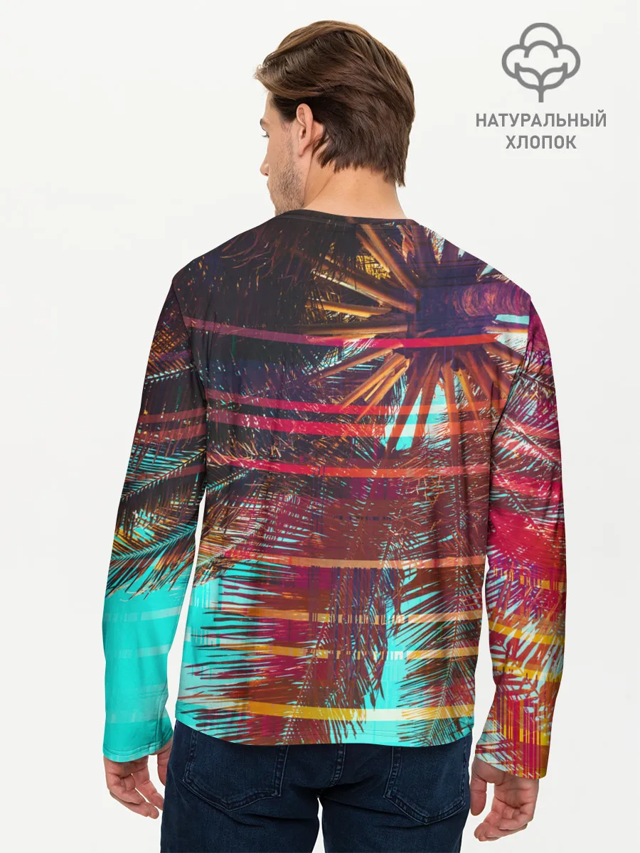 Мужской лонгслив базовый / Palm glitch art