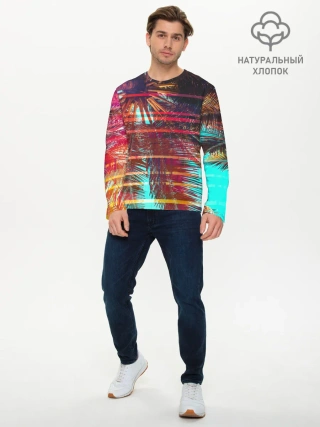 Мужской лонгслив базовый / Palm glitch art