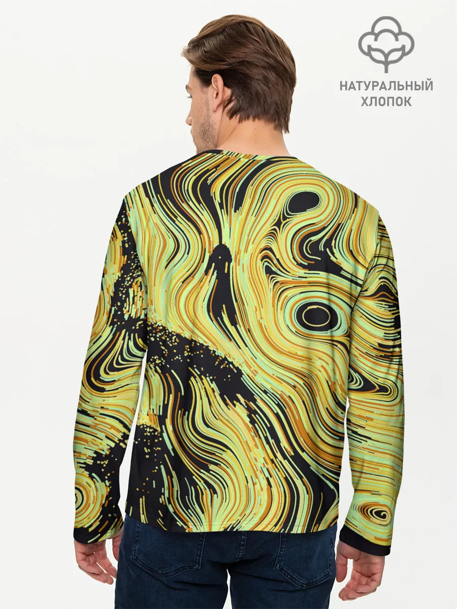 Мужской лонгслив базовый / Желтые линии