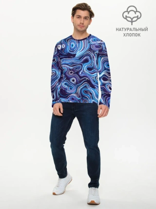 Мужской лонгслив базовый / Синие линии