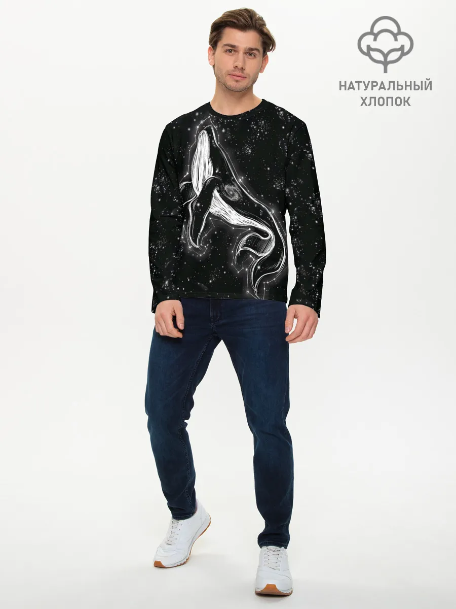 Мужской лонгслив базовый / Космический Кит