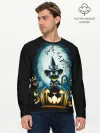 Мужской лонгслив базовый / Хэллоуин Кот