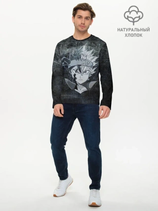 Мужской лонгслив базовый / Лицо Астера на состаренном черном фоне