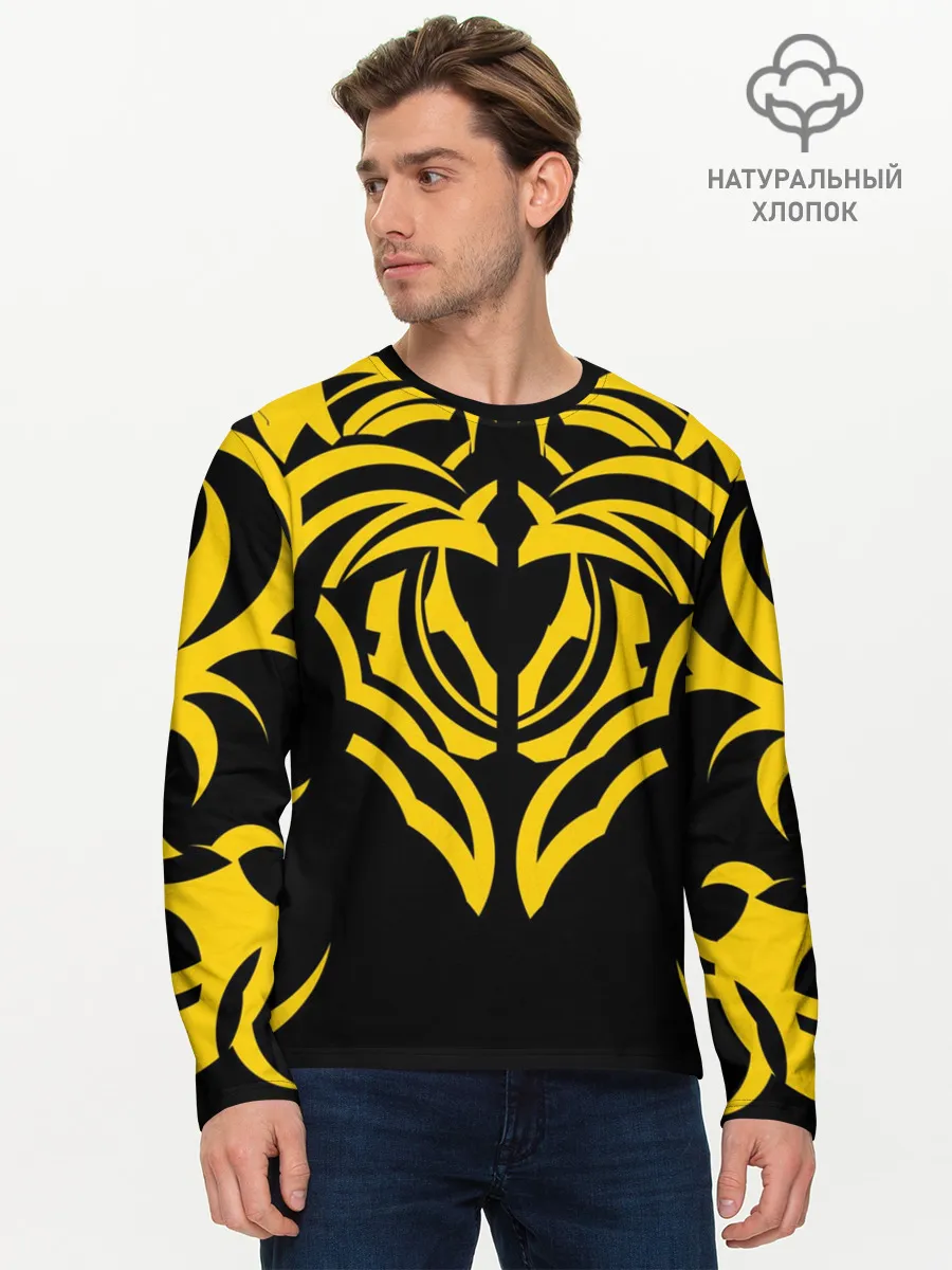 Мужской лонгслив базовый / Узор жёлтый