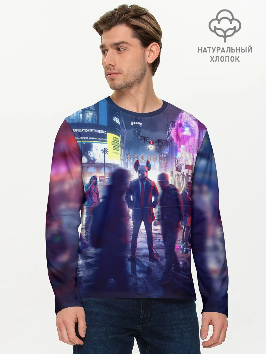 Мужской лонгслив базовый / Маска Watch dogs