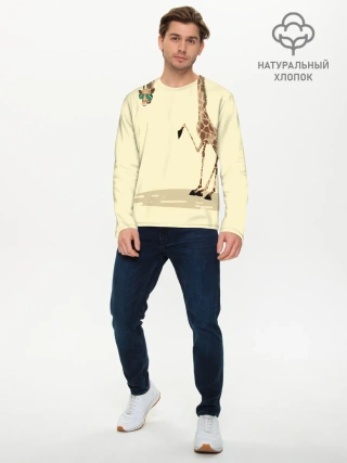 Мужской лонгслив базовый / жираф на шее