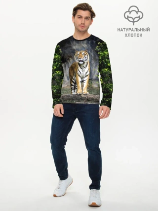 Мужской лонгслив базовый / ТИГР В ЛЕСУ