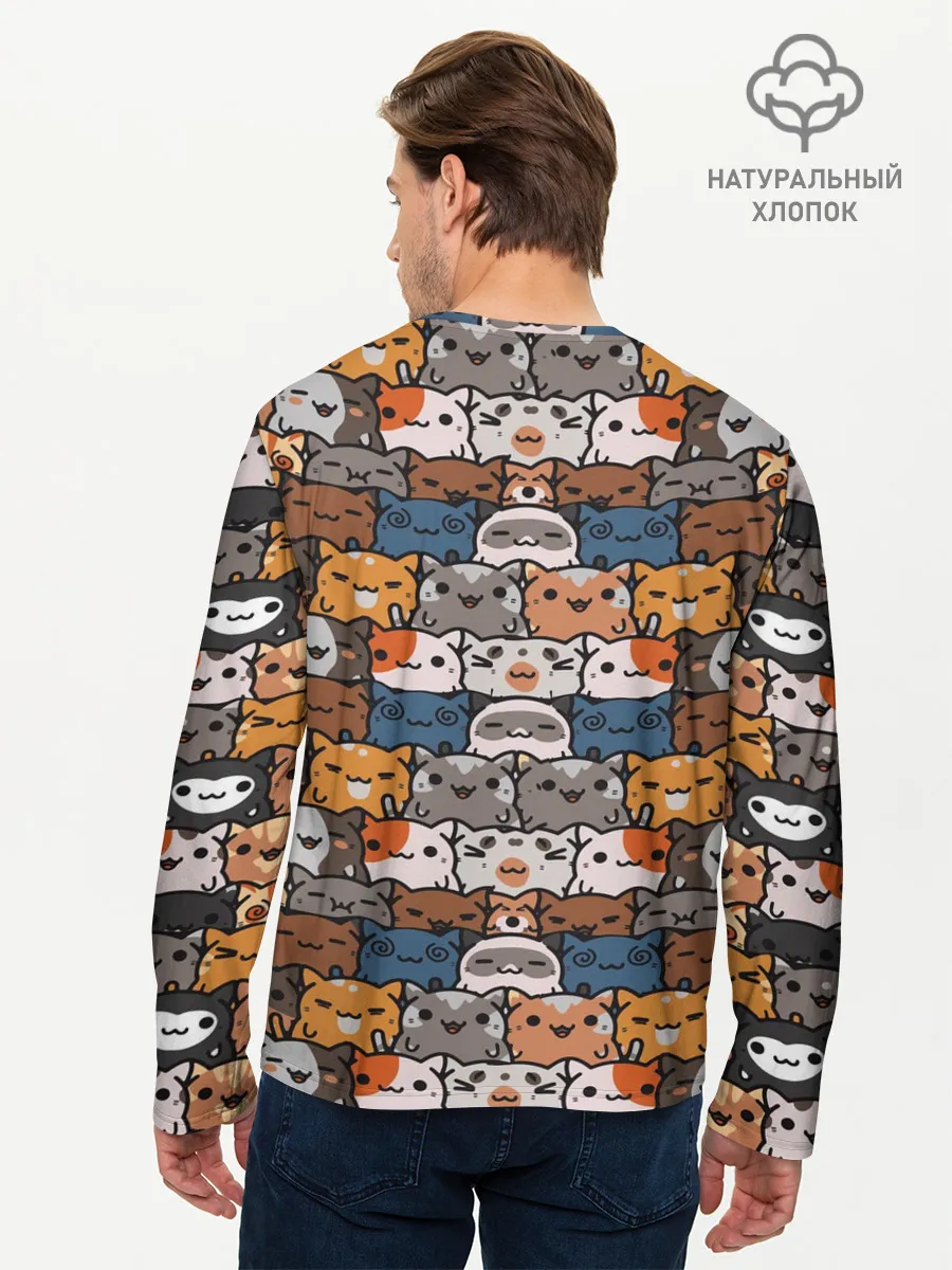 Мужской лонгслив базовый / Котейки