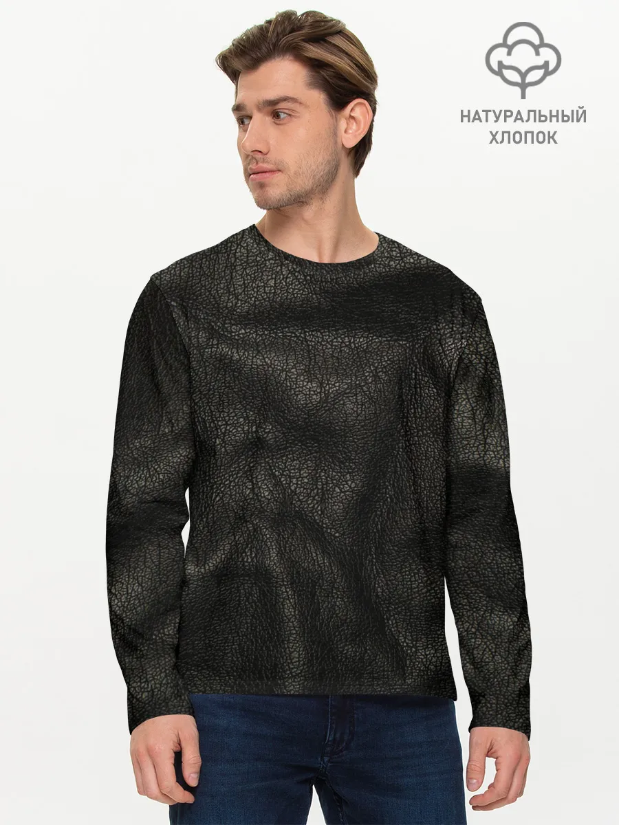 Мужской лонгслив базовый / Черная кожа