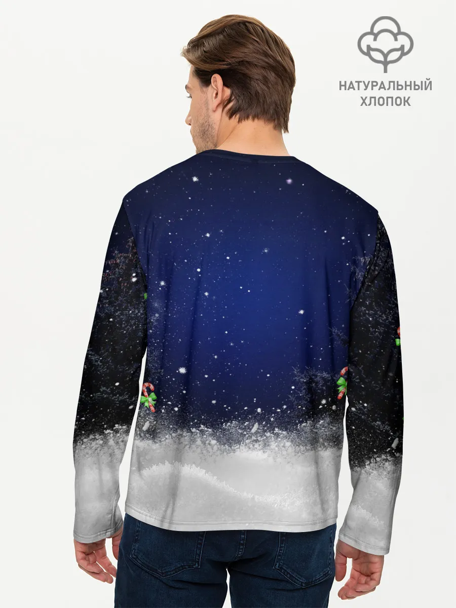 Мужской лонгслив базовый / Новогодний Кот