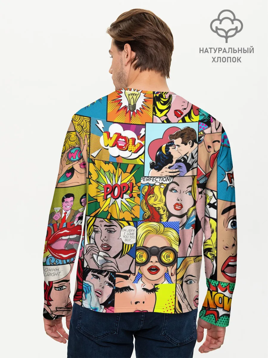Мужской лонгслив базовый / Pop Art