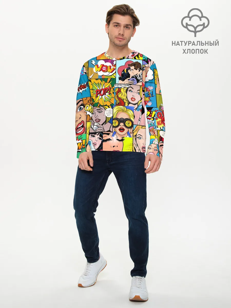 Мужской лонгслив базовый / Pop Art