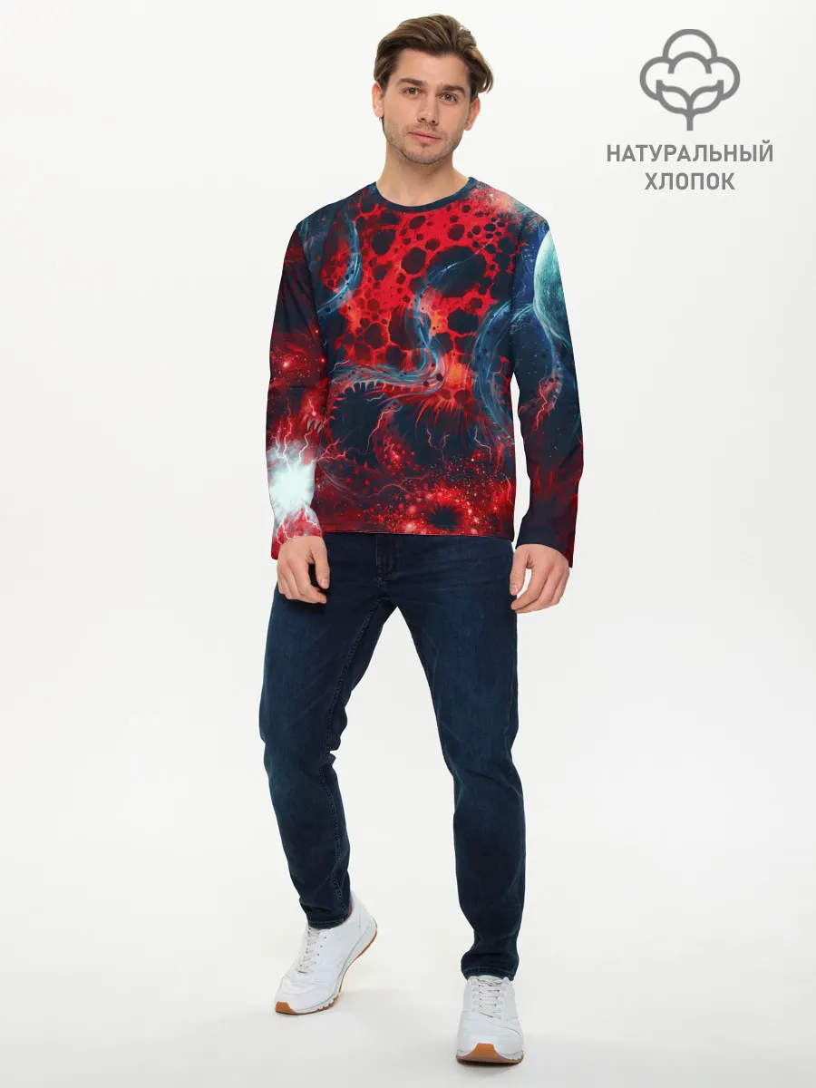 Мужской лонгслив базовый / Гигантский космический монстр