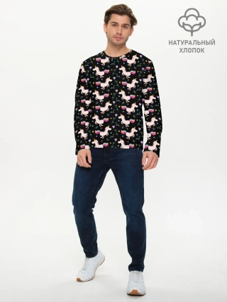 Мужской лонгслив базовый / Unicorns pattern