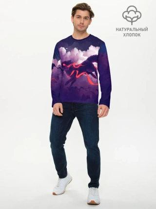 Мужской лонгслив базовый / Лиса бежит по облакам