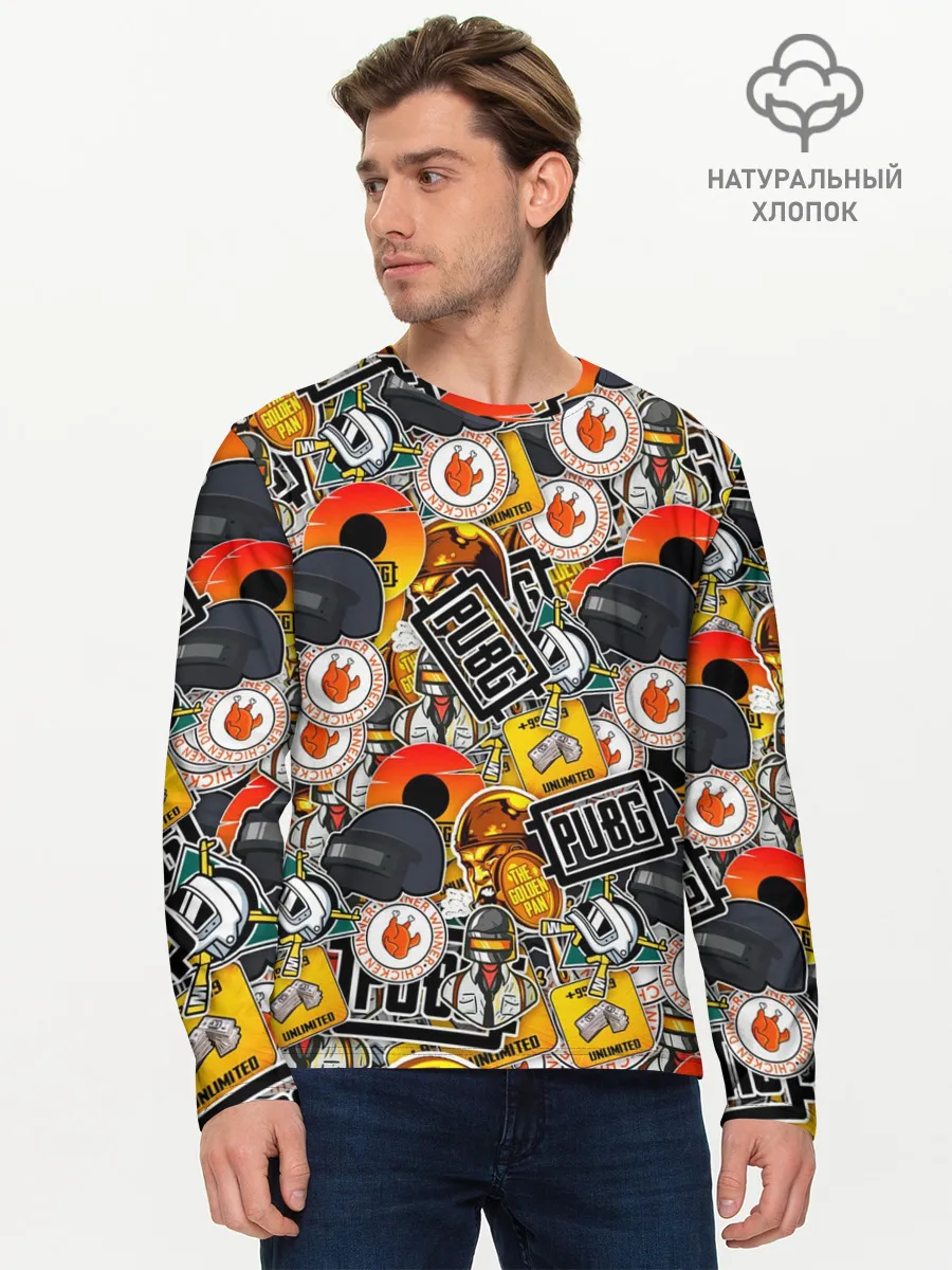 Мужской лонгслив базовый / PUBG STICKER