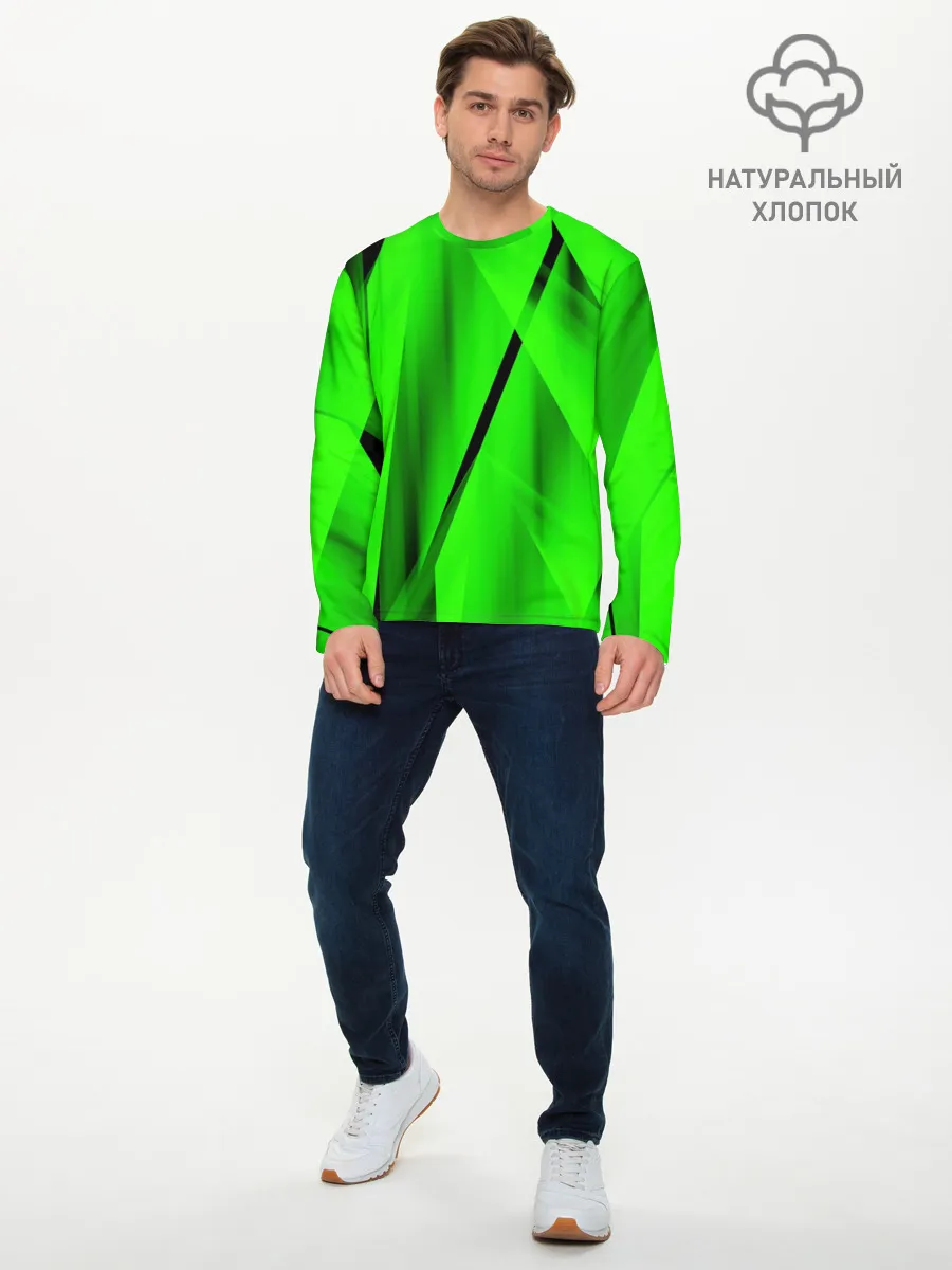 Мужской лонгслив базовый / Зеленый неон