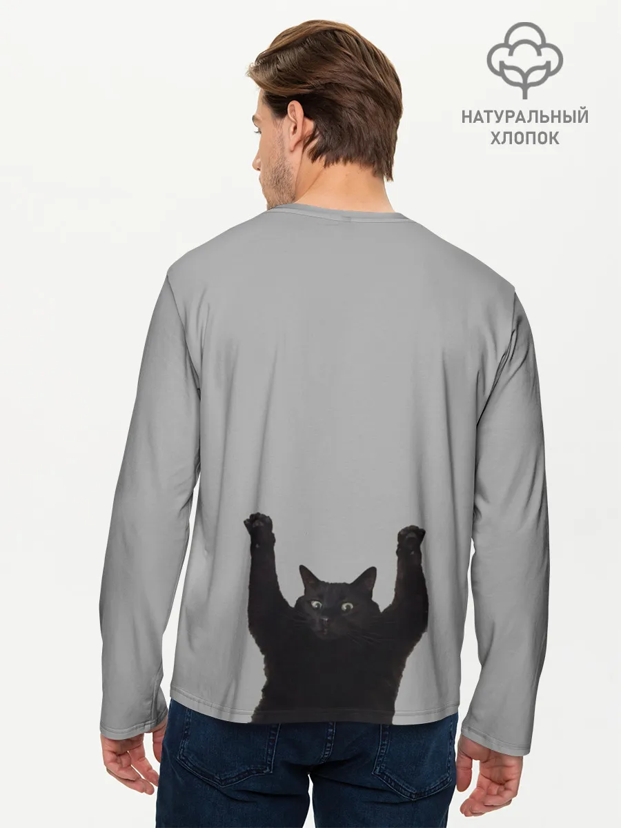Мужской лонгслив базовый / Кот сдается