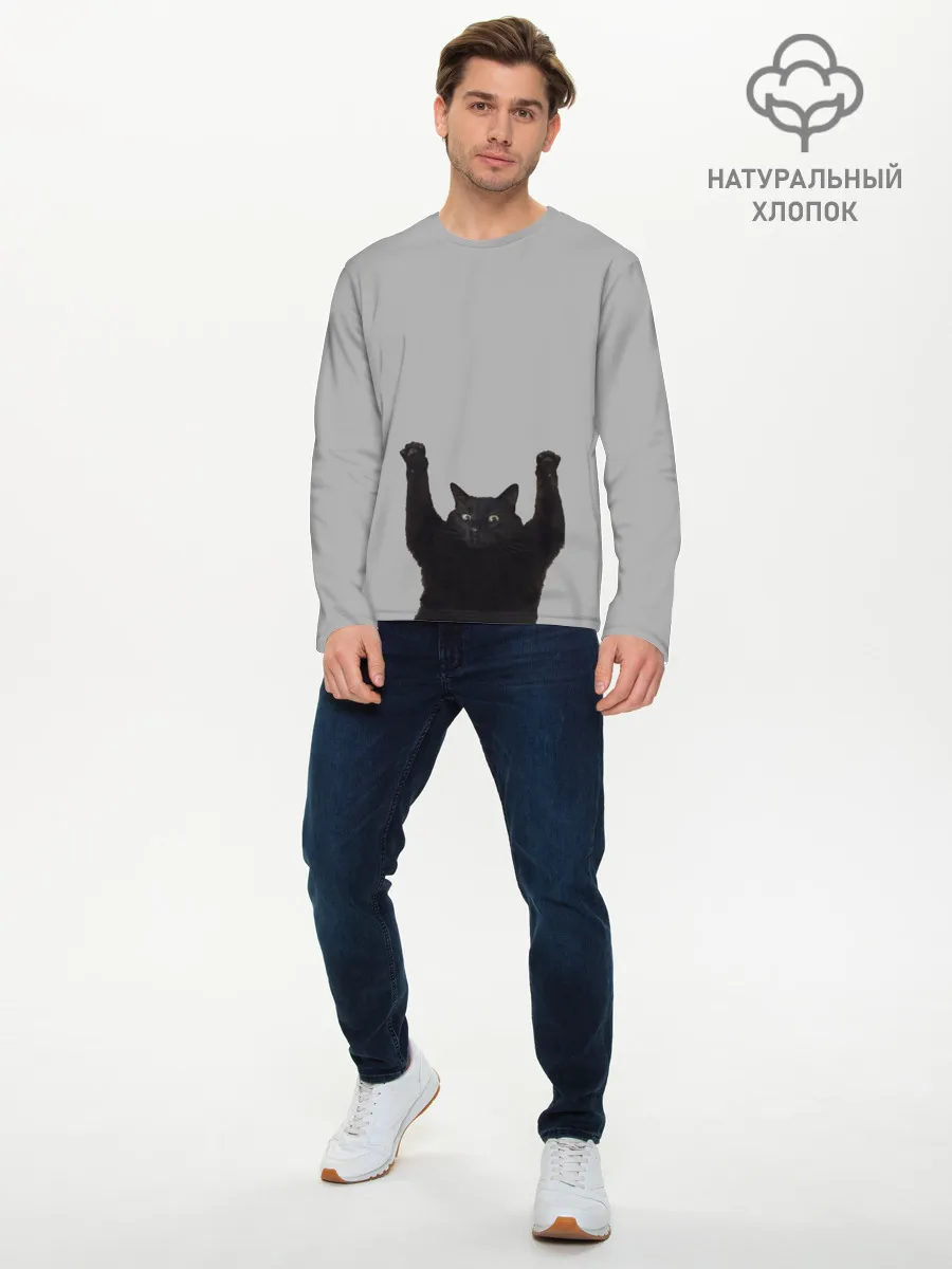 Мужской лонгслив базовый / Кот сдается