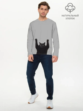 Мужской лонгслив базовый / Кот сдается