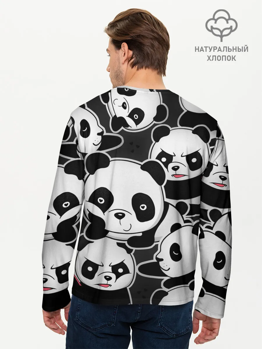 Мужской лонгслив базовый / Смешные панды