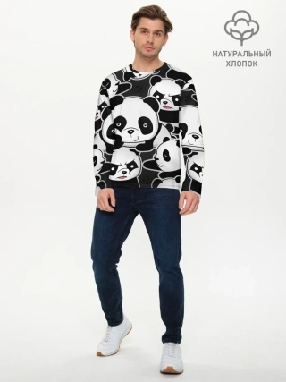 Мужской лонгслив базовый / Смешные панды