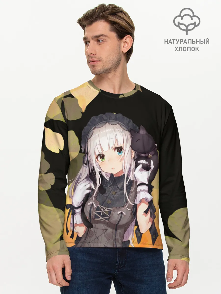 Мужской лонгслив базовый / Аниме девушка в интересном наряде