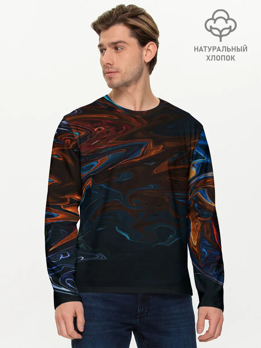 Мужской лонгслив базовый / Абстракция разводы красок