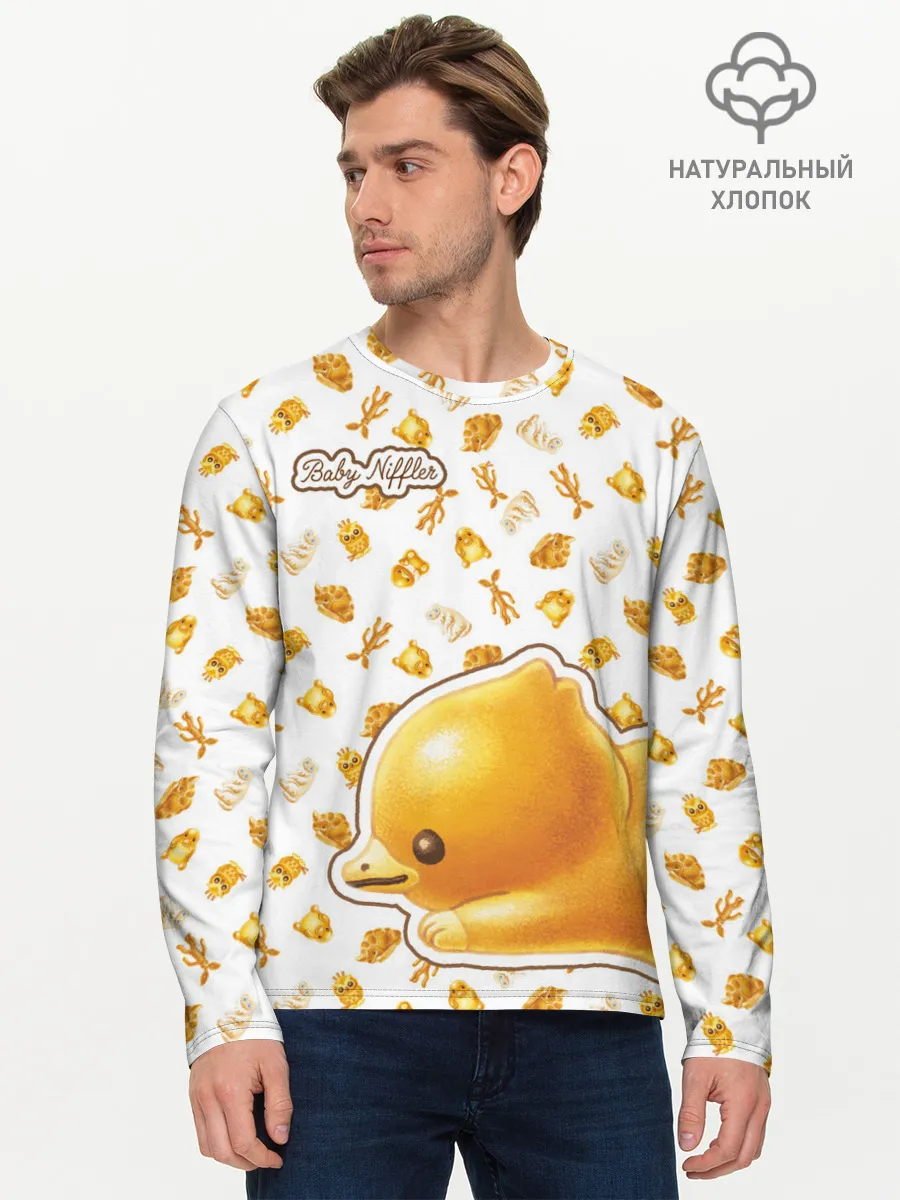 Мужской лонгслив базовый / Baby Niffler Sticker