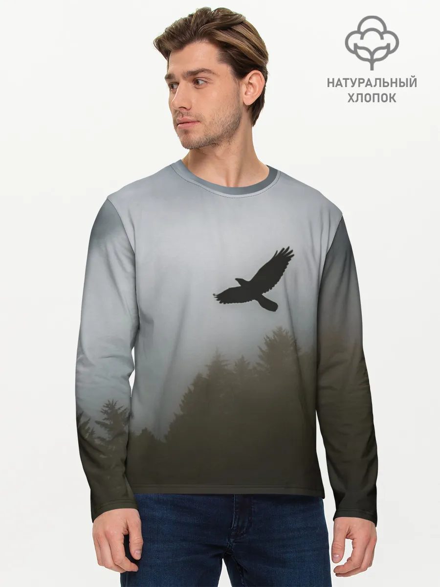 Мужской лонгслив базовый / Орёл над лесом