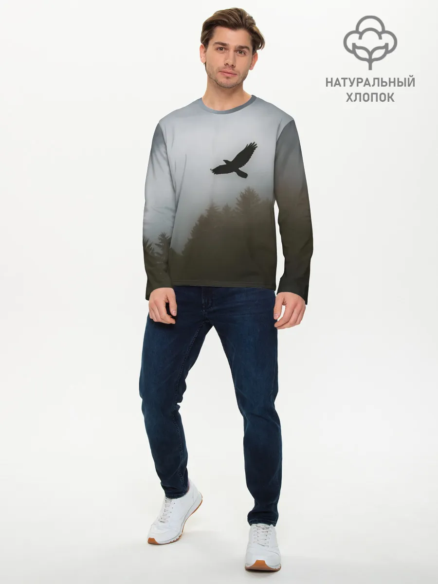 Мужской лонгслив базовый / Орёл над лесом