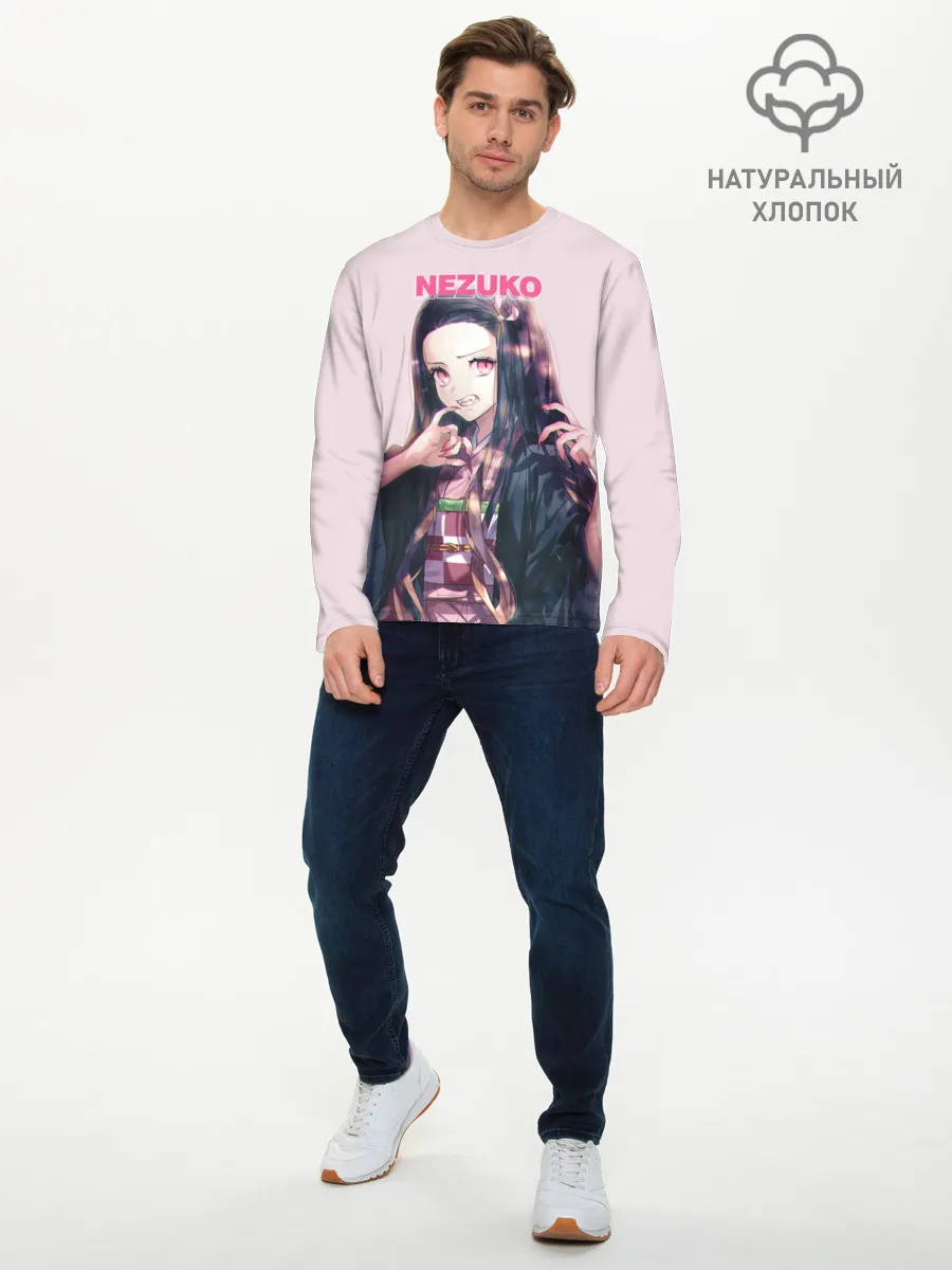 Мужской лонгслив базовый / Незуко зубы