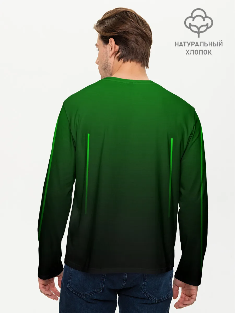 Мужской лонгслив базовый / Неоновые линии на градиенте