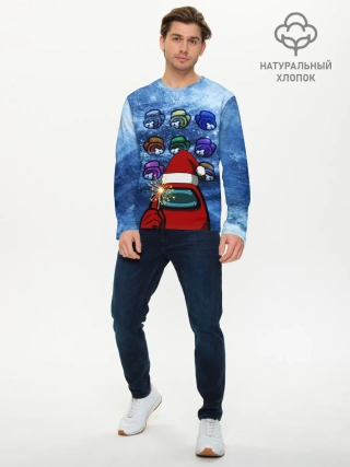 Мужской лонгслив базовый / Among us Happy New Year