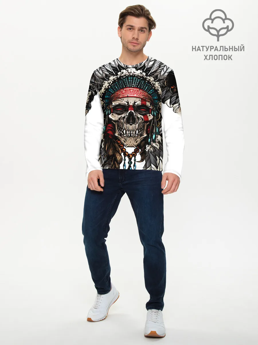 Мужской лонгслив базовый / Череп индейца