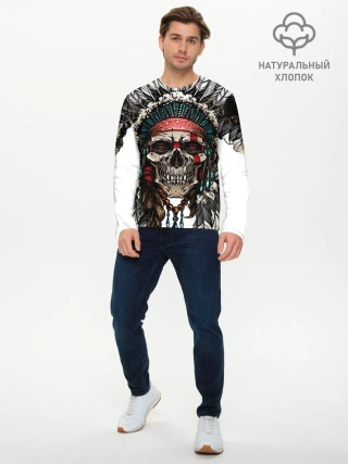 Мужской лонгслив базовый / Череп индейца