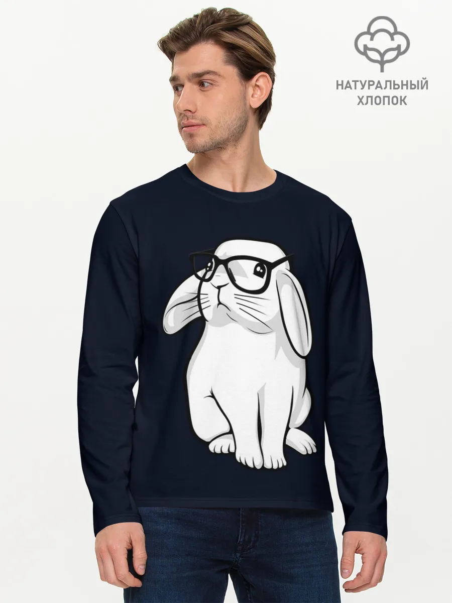 Мужской лонгслив базовый / Кролик Хипстер