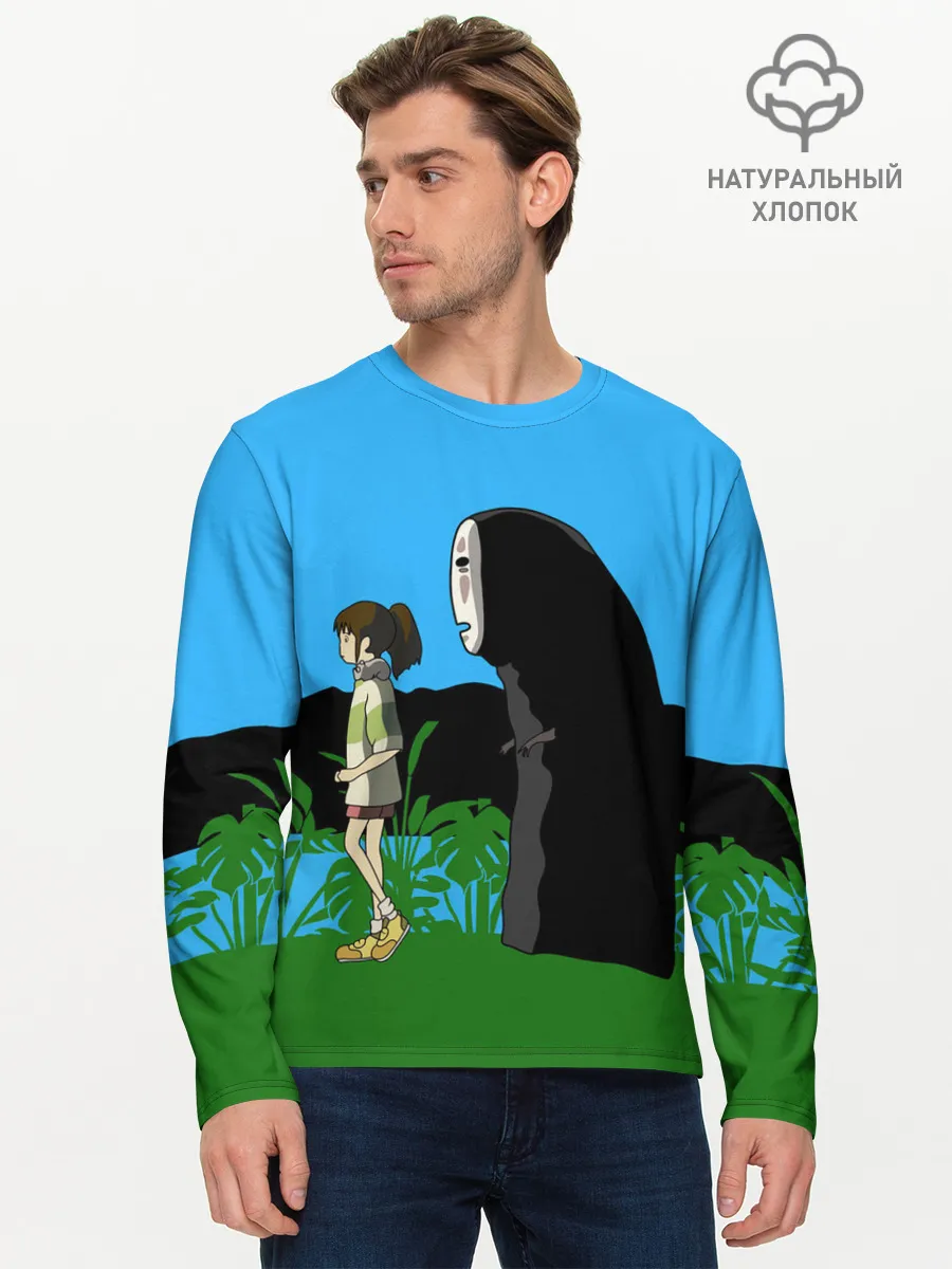 Мужской лонгслив базовый / Тихиро гуляет с Каонаси