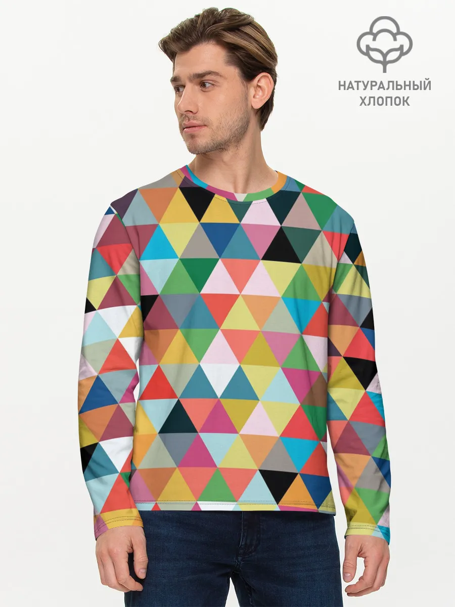 Мужской лонгслив базовый / хипстерский паттерн