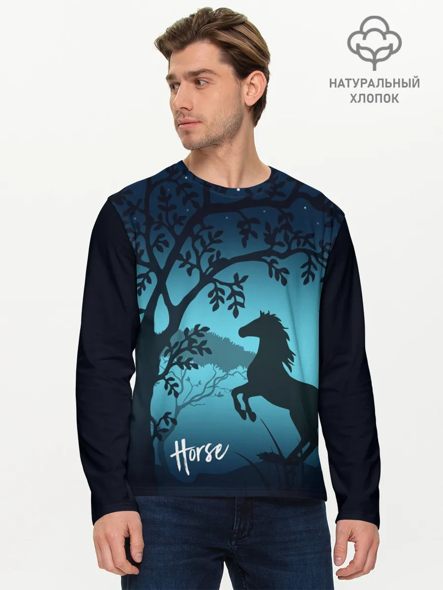 Мужской лонгслив базовый / Конь