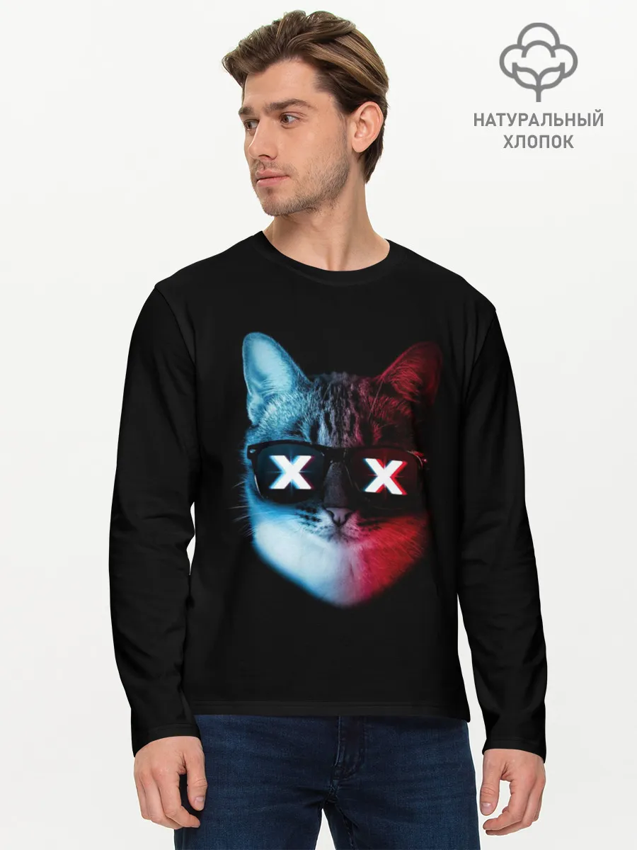 Мужской лонгслив базовый / Кот XX