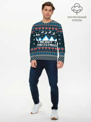 Мужской лонгслив базовый / Свитер Merry Christmas