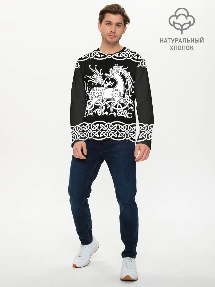 Мужской лонгслив базовый / Рингерике олень белый 3D