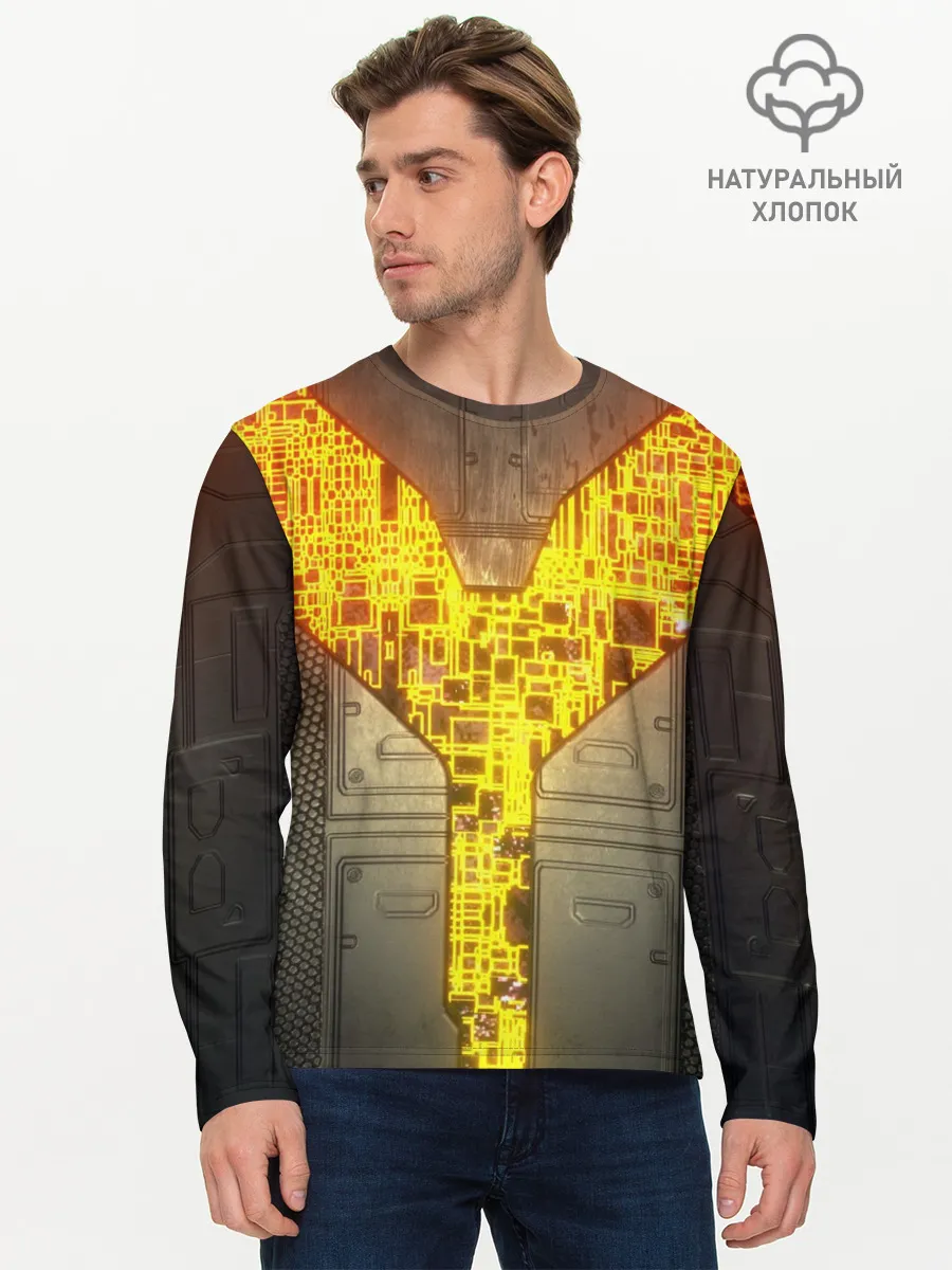 Мужской лонгслив базовый / Неоновая внутренность 3D