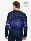 Мужской лонгслив базовый / Цветные соты 3D