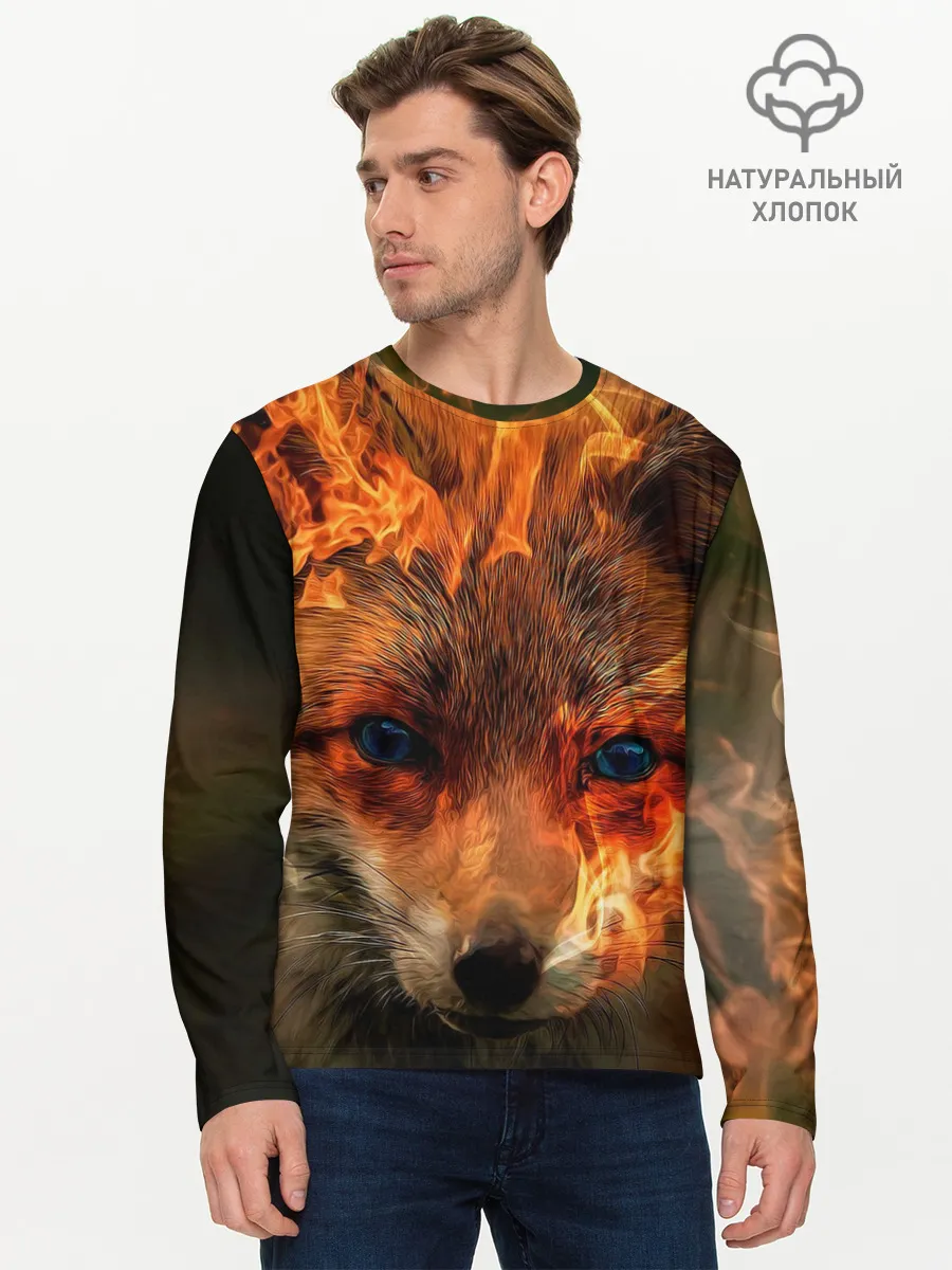Мужской лонгслив базовый / Огненная лиса