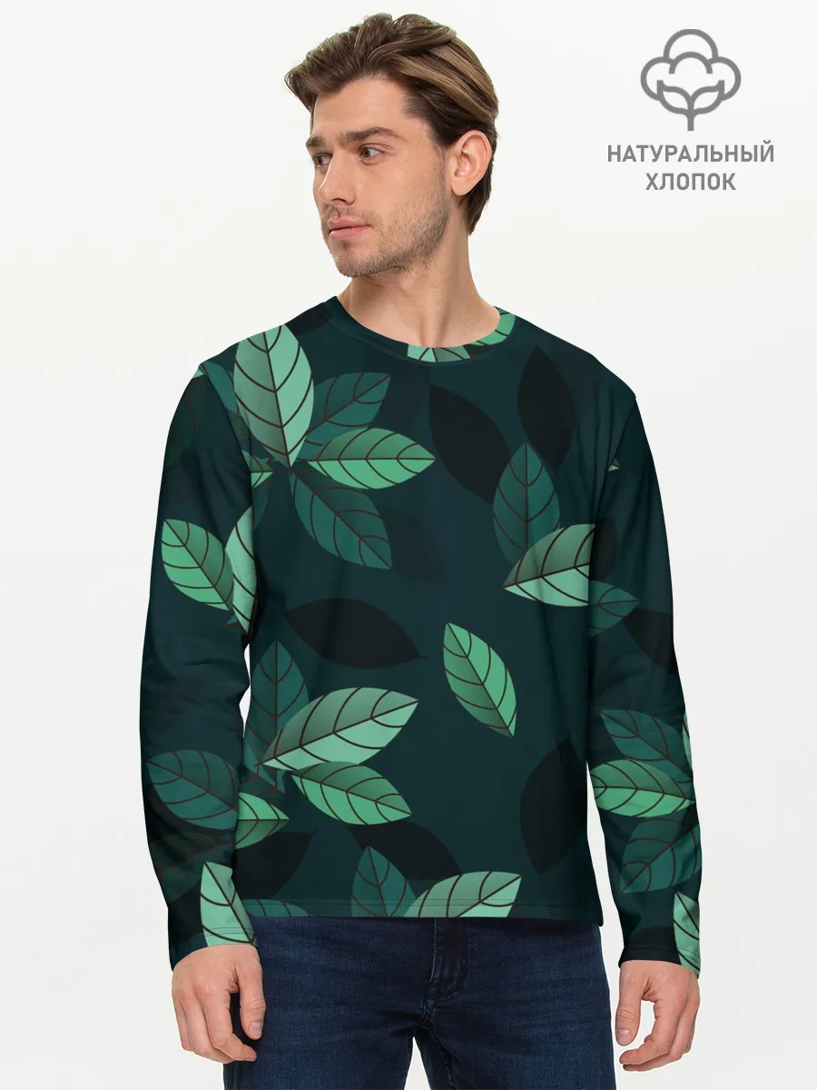 Мужской лонгслив базовый / Текстура Листья