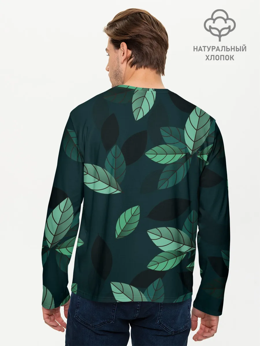 Мужской лонгслив базовый / Текстура Листья