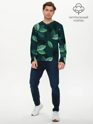 Мужской лонгслив базовый / Текстура Листья