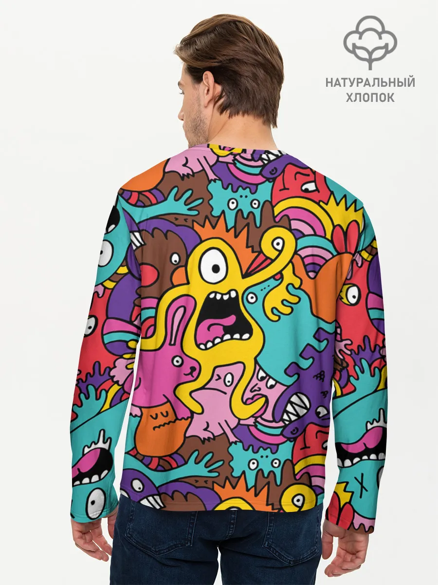 Мужской лонгслив базовый / crazy abstraction